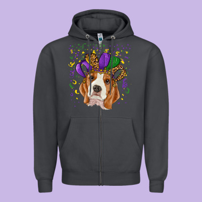 Zipper Hoodie Mardi gras beagle