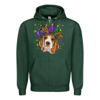 Sports Green Mardi gras beagle Zipper Hoodie - RanaPortraitStore