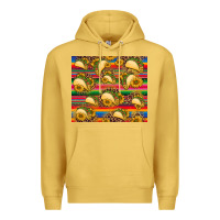Antique Gold tacos and sunflowers with serape leopard background Premium Hoodie - BarkalooDesign