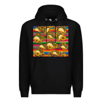 Black tacos and sunflowers with serape leopard background Premium Hoodie - BarkalooDesign