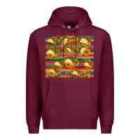 Burgundy tacos and sunflowers with serape leopard background Premium Hoodie - BarkalooDesign