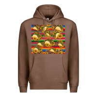 Chestnut tacos and sunflowers with serape leopard background Premium Hoodie - BarkalooDesign