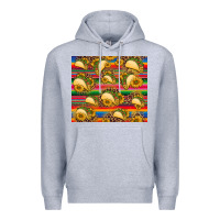 Heather Grey tacos and sunflowers with serape leopard background Premium Hoodie - BarkalooDesign