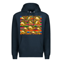 Navy tacos and sunflowers with serape leopard background Premium Hoodie - BarkalooDesign