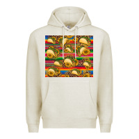 Oatmeal Heather tacos and sunflowers with serape leopard background Premium Hoodie - BarkalooDesign