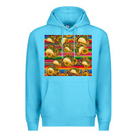 Ocean Blue tacos and sunflowers with serape leopard background Premium Hoodie - BarkalooDesign