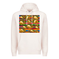 Pale Pink tacos and sunflowers with serape leopard background Premium Hoodie - BarkalooDesign