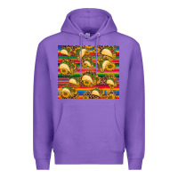 Purple tacos and sunflowers with serape leopard background Premium Hoodie - BarkalooDesign