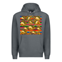 Rock tacos and sunflowers with serape leopard background Premium Hoodie - BarkalooDesign