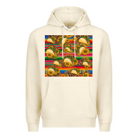 Sandshell tacos and sunflowers with serape leopard background Premium Hoodie - BarkalooDesign