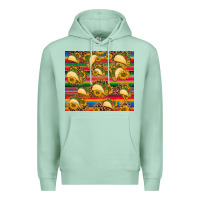 Seafoam tacos and sunflowers with serape leopard background Premium Hoodie - BarkalooDesign