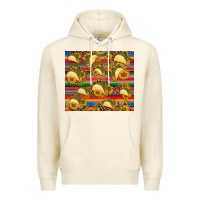 Tofu tacos and sunflowers with serape leopard background Premium Hoodie - BarkalooDesign