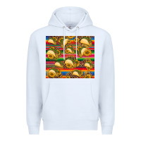 White tacos and sunflowers with serape leopard background Premium Hoodie - BarkalooDesign