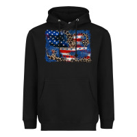 Black Leopard glitter American flag 4th of july Heavyweight Hoodie - CowGirlArtShop