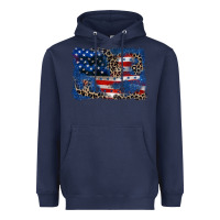 Navy Leopard glitter American flag 4th of july Heavyweight Hoodie - CowGirlArtShop