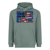 Sage Leopard glitter American flag 4th of july Heavyweight Hoodie - CowGirlArtShop