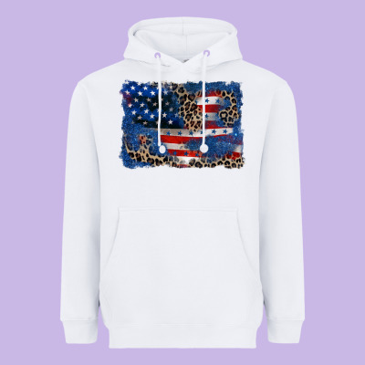 Leopard Glitter American Flag 4th Of July Heavyweight Hoodie Designed By Cowgirlartshop