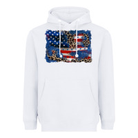 White Leopard glitter American flag 4th of july Heavyweight Hoodie - CowGirlArtShop