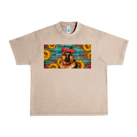 French Oak german shepherd with sunflowers license plate Urban Heavy Tee - Artiststas