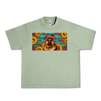 Oil Green german shepherd with sunflowers license plate Urban Heavy Tee - Artiststas