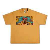 Peanut Butter german shepherd with sunflowers license plate Urban Heavy Tee - Artiststas