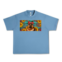 Pebble Blue german shepherd with sunflowers license plate Urban Heavy Tee - Artiststas