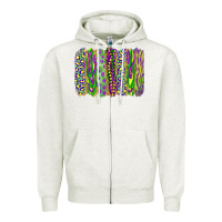 Oatmeal Heather Mardi gras brush stroke Zipper Hoodie - RanaPortraitStore