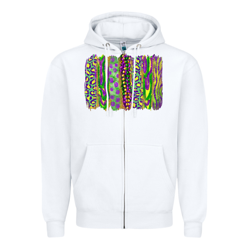 Mardi Gras Brush Stroke Zipper Hoodie by RanaPortraitStore | Teevron