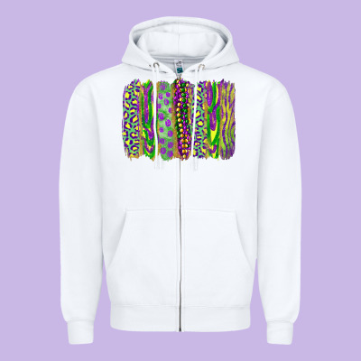 Zipper Hoodie Mardi gras brush stroke