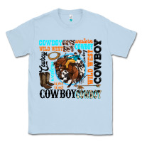 Dusty Blue western cowboy wild west Classic Tee - texasbilliewilder