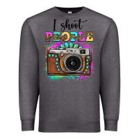 Charcoal Heather i shoot people tie dye gemstone vintage camera Premium Sweatshirt - FaDigitalArtStudio