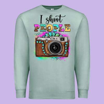 I Shoot People Tie Dye Gemstone Vintage Camera Premium Sweatshirt Designed By Fadigitalartstudio