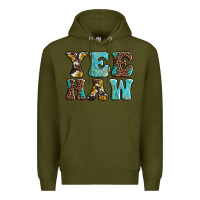Army Green western sunflowers turquoise leopard yee haw Premium Hoodie - BarkalooDesign
