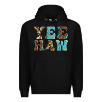 Black western sunflowers turquoise leopard yee haw Premium Hoodie - BarkalooDesign