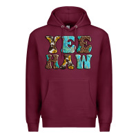 Burgundy western sunflowers turquoise leopard yee haw Premium Hoodie - BarkalooDesign