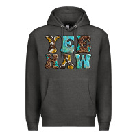 Charcoal Heather western sunflowers turquoise leopard yee haw Premium Hoodie - BarkalooDesign