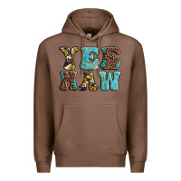 Chestnut western sunflowers turquoise leopard yee haw Premium Hoodie - BarkalooDesign