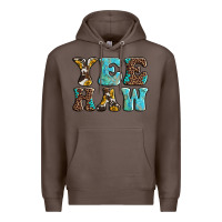Coffee western sunflowers turquoise leopard yee haw Premium Hoodie - BarkalooDesign