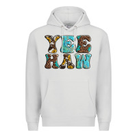 Dove Grey western sunflowers turquoise leopard yee haw Premium Hoodie - BarkalooDesign