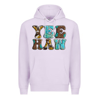 Lilac western sunflowers turquoise leopard yee haw Premium Hoodie - BarkalooDesign