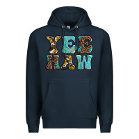 Navy western sunflowers turquoise leopard yee haw Premium Hoodie - BarkalooDesign