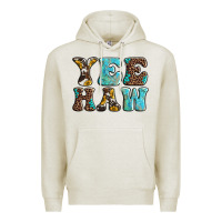 Oatmeal Heather western sunflowers turquoise leopard yee haw Premium Hoodie - BarkalooDesign