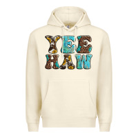 Sandshell western sunflowers turquoise leopard yee haw Premium Hoodie - BarkalooDesign