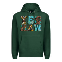 Sports Green western sunflowers turquoise leopard yee haw Premium Hoodie - BarkalooDesign