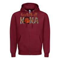 Burgundy basketball nana with leopard Zipper Hoodie - texasbilliewilder