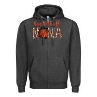 Charcoal Heather basketball nana with leopard Zipper Hoodie - texasbilliewilder