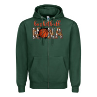 Sports Green basketball nana with leopard Zipper Hoodie - texasbilliewilder