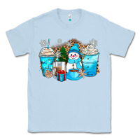 Dusty Blue winter snowman coffee cups Classic Tee - Zillion Design Studio