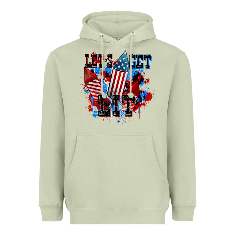 Let's Get Lit 4th Of July Heavyweight Hoodie by CowGirlArtShop | Teevron