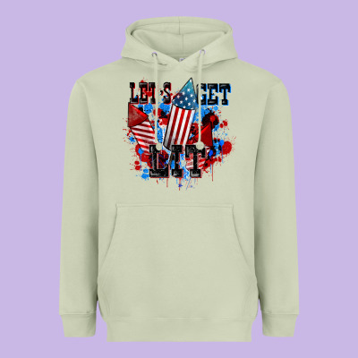 Let's Get Lit 4th Of July Heavyweight Hoodie Designed By Cowgirlartshop